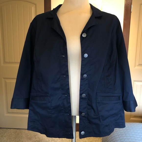 CJ Banks Navy lightweight jacket; 2x; 3/4 sleeve - Picture 1 of 5